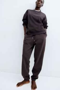 H&M Хлопковые спортивные брюки, темно-коричневый