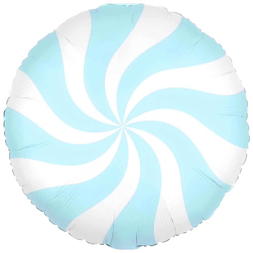 Шар (18&#39;&#39;/46 см) Круг, Леденец, Голубой/Белый, 1 шт.