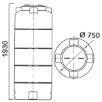 Емкость Анион цилиндрическая с дыхательным клапаном 780 л. вертикальная (750x750x1930см;синий) - арт.559384