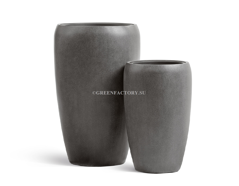 Кашпо TREEZ Effectory - Beton - Высокий округлый конус - Тёмно-серый бетон