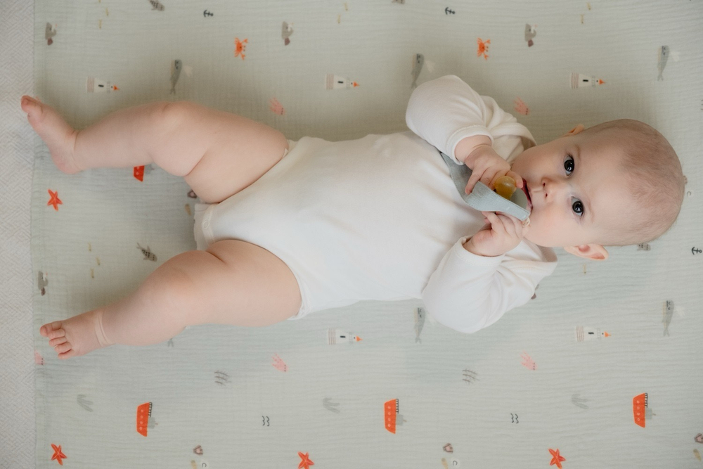 Пелёнки муслиновые BUBA KIDS, 2 шт., Тихий океан/ сливочный, 75х115