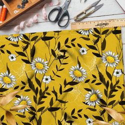 Ткань ниагара ромашки с силуэтом листьев