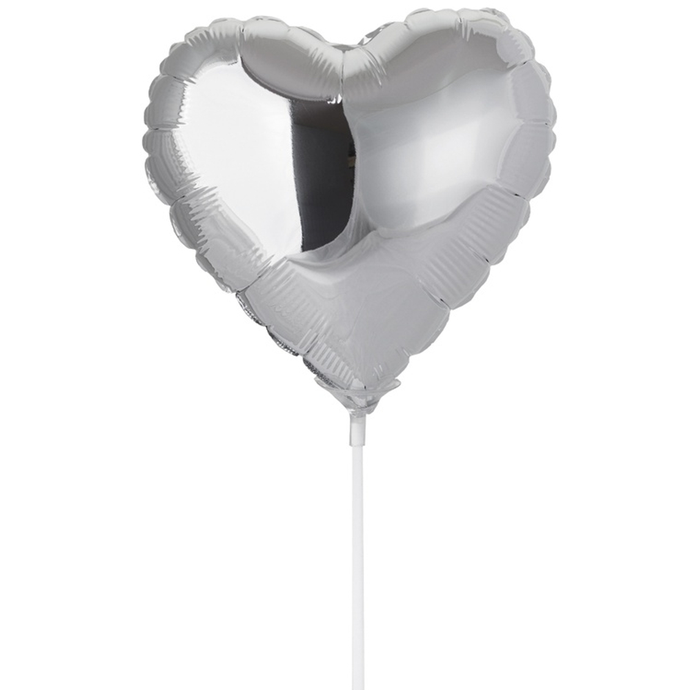 Шар фольгированный Сердце 23 см (Серебряный)