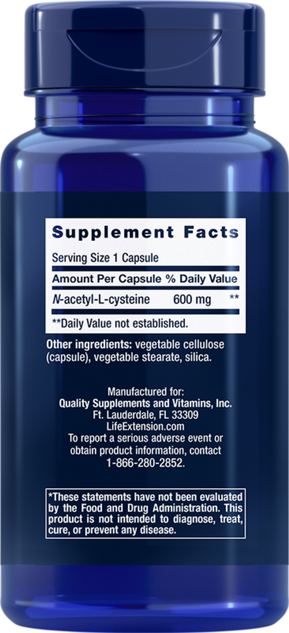 N-Acetyl-L-Cysteine ( NAC ) 600 мг 60 капсул Life Extension