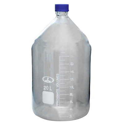 Банка лабораторная стеклянная 20 л, с делениями, с навинчив. крышкой, светлое стекло