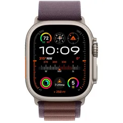 Часы Apple Watch Ultra 2, 2023, 49 мм, титан светлого цвета, ремешок Alpine цвета индиго