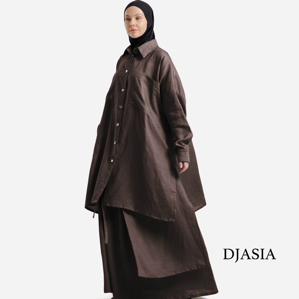 РУБАШКА УДЛИНЕННАЯ НА ПУГОВИЦАХ LAYALI LINEN