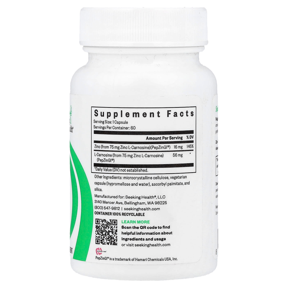 Seeking Health, цинк карнозин, 75 мг, 60 капсул