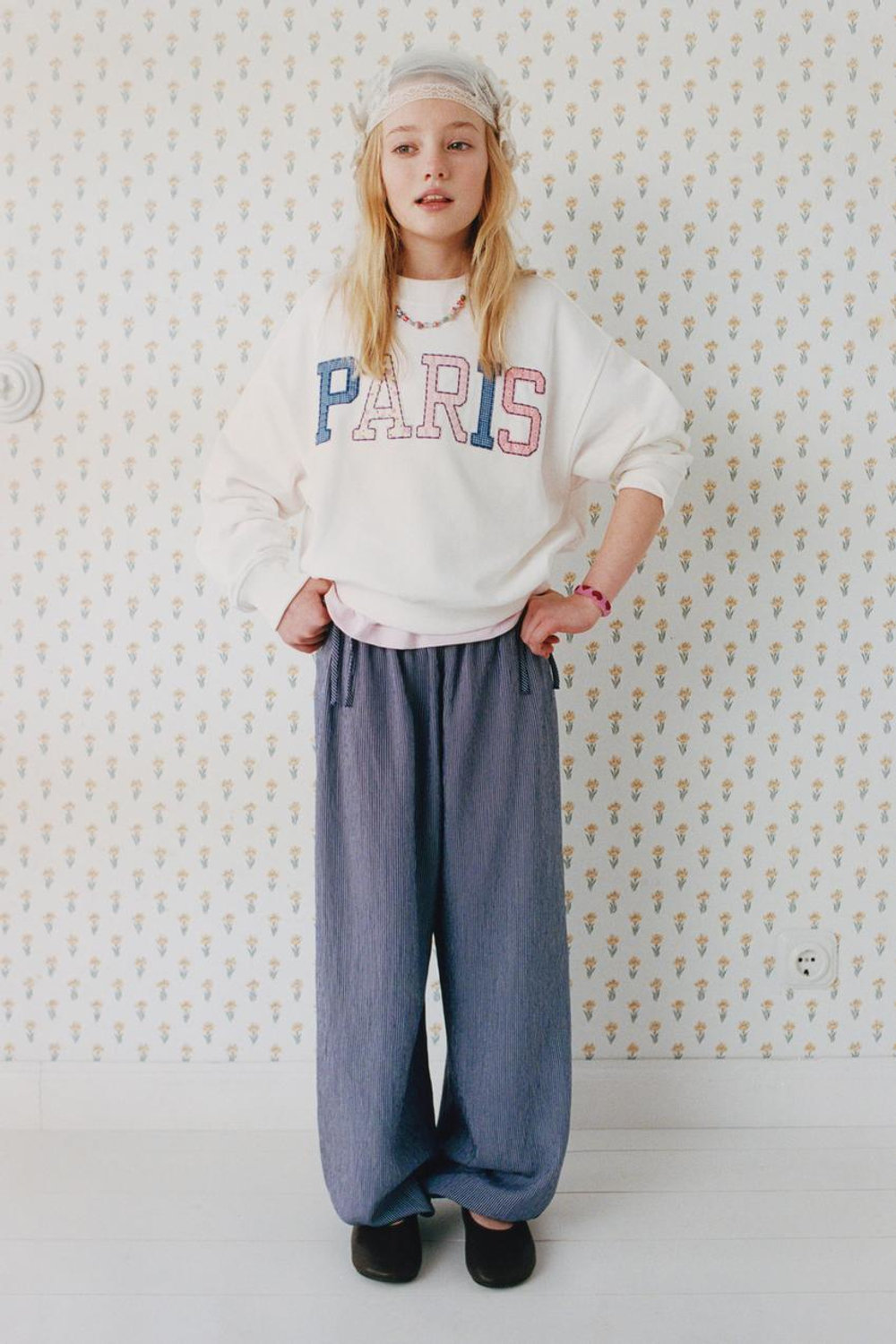 ZARA ТОЛСТОВКА С НАШИВКАМИ И НАДПИСЯМИ, ЭКРЮ