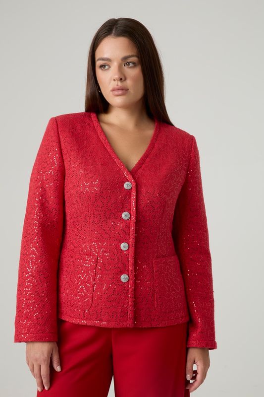 Жакет из твида с пайетками, красный