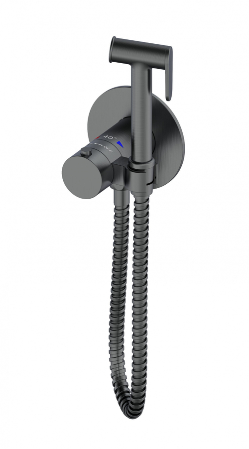 Смеситель с гигиеническим душем и термостатом, встраиваемая WONZON & WOGHAND, Темный графит (WW-88829909-BGM)