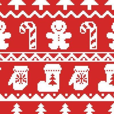 Новогодний узор, пряник, леденец, елочки, варежки