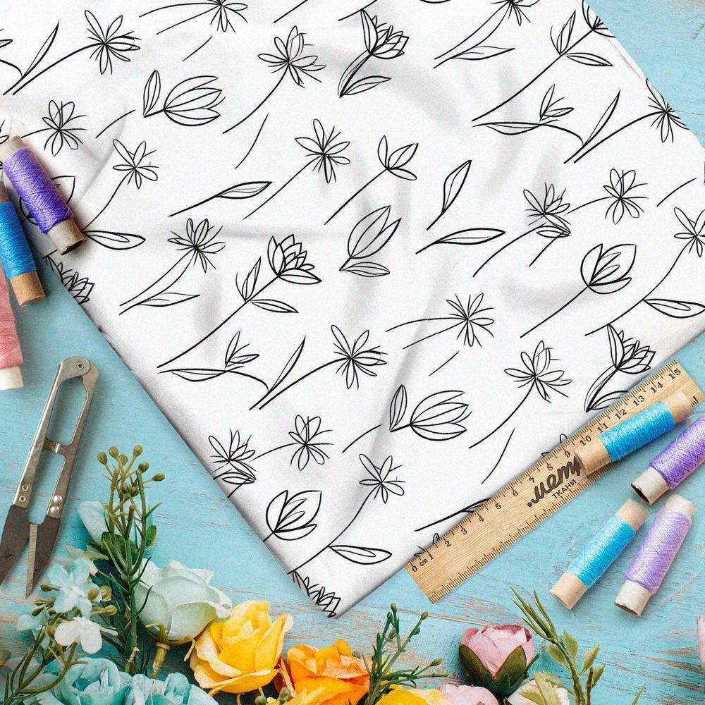 Ткань Ниагара Софт растительный набросок