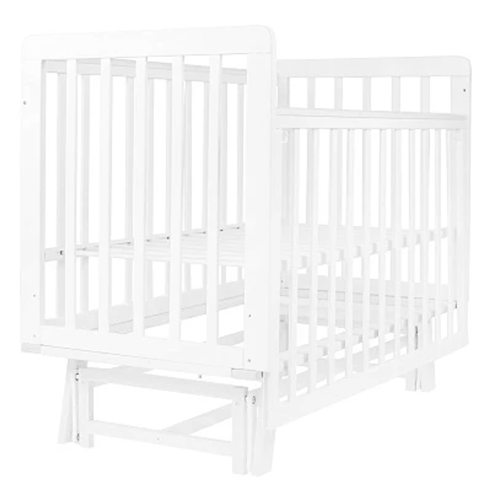 Кровать детская Indigo Style на ножках с легкосъемной стенкой, продольный маятник белый-белый