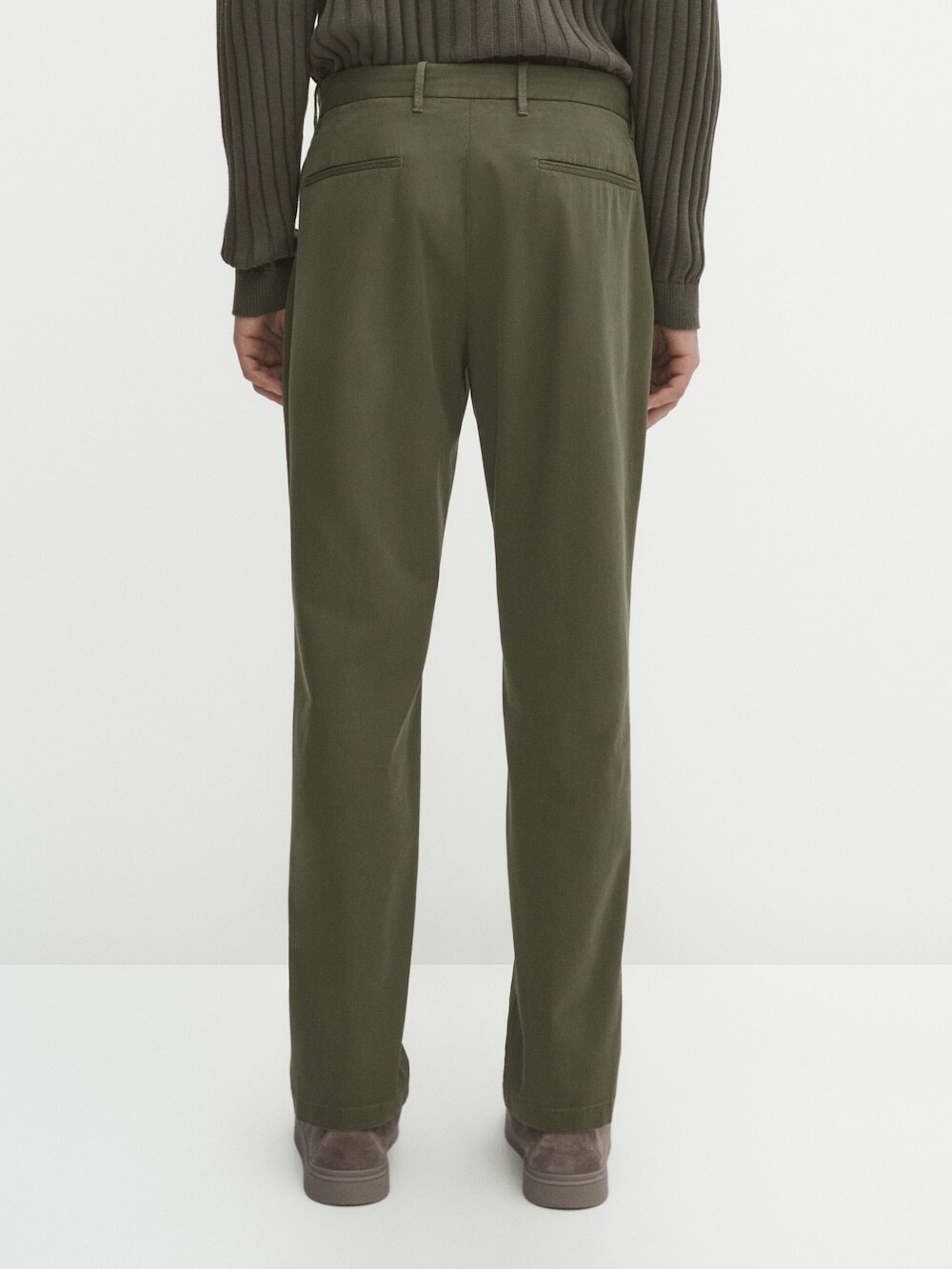 Massimo Dutti Зауженные брюки чинос из трикотина, хаки