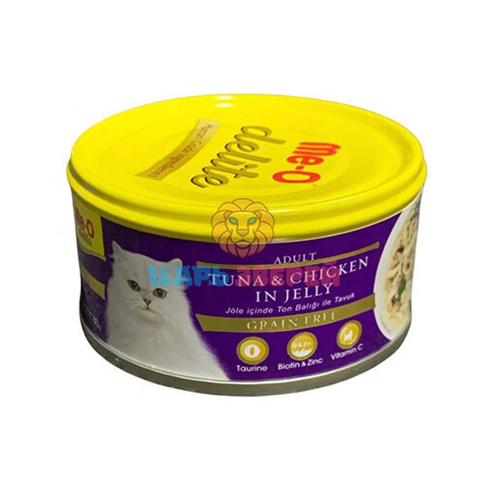 ME-O - Delite, Влажный корм для кошек, с тунцом и курицей в желе, баночка 80 г