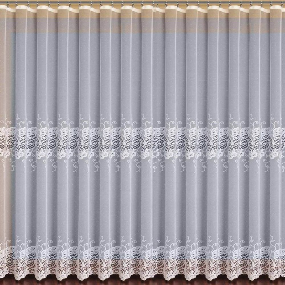 Занавеска "Ф. 309100" на шторной ленте, цвет белый, Польша.