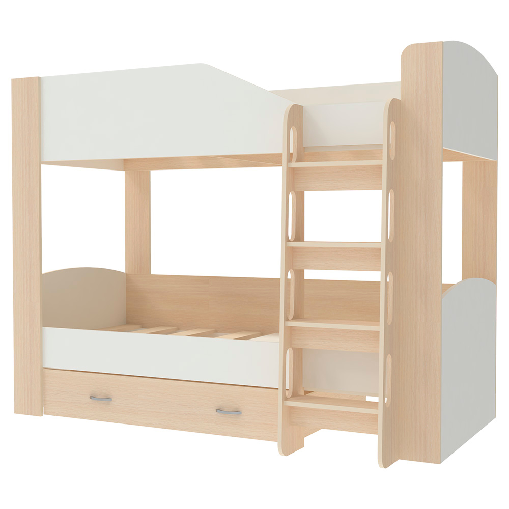 Двухъярусная кровать КарИВи Астра 2  Дуб Молочный Белый