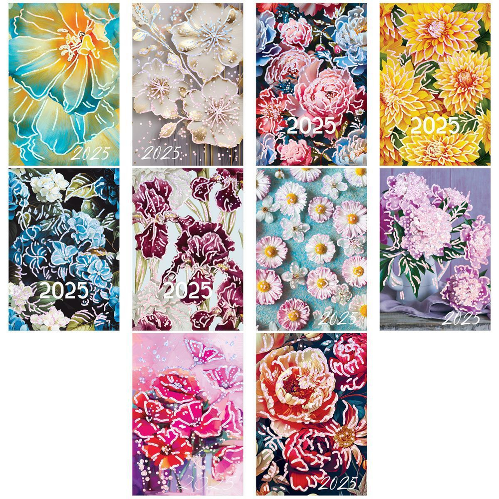 Календарь карманный 2025г. разноцветный принт "Цветы" (BG)