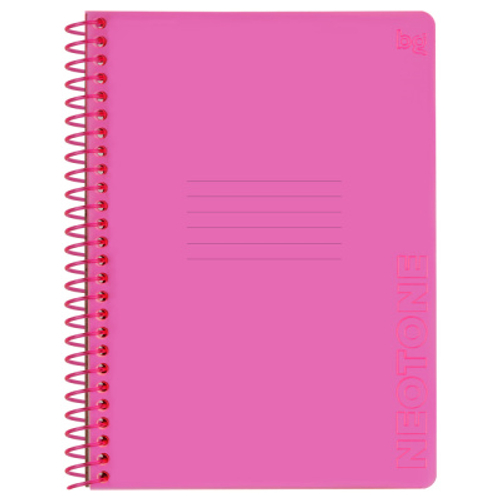 Тетрадь 48л., А5, клетка на пластиковом гребне, BG "Neon. Pink", пластиковая обложка