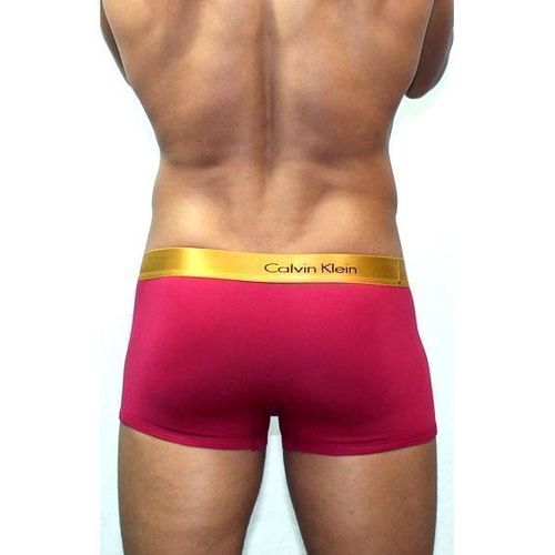 Мужские трусы боксеры бордовые с золотистой резинкой Calvin Klein Bold Boxer