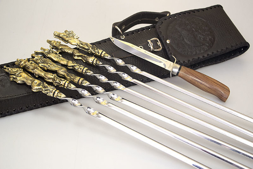 Шашлычный набор «Звери» на 6 шампуров