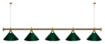 Лампа STARTBILLIARDS 5 пл. (плафоны зеленые,штанга зеленая,фурнитура золото)