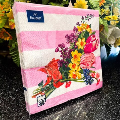 ВЕСЕННЯЯ МОЗАЙКА  Салфетки 20л Bouquet Original, 3-х слойные *12шт
