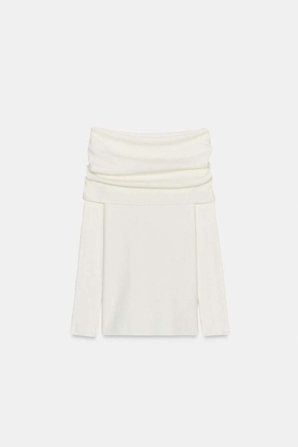 ZARA СВИТЕР С ОТКРЫТЫМИ ПЛЕЧАМИ, БЕЛЫЙ