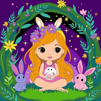 Картина по номерам 20*20см. "Фея на поляне" (на подрам.) (Lori)