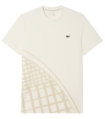 Мужская теннисная футболка Lacoste Ultra Dry Printed - ecru white