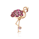Брошь «Фламинго» из красного золота c гранатами, аметистом и эмалью Артикул: 04-0227-00-257-1110-57