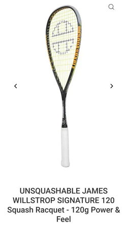UNSQUASHABLE, JAMES WILLSTROP SIGNATURE, 120g, Power & Feel, Squash racket