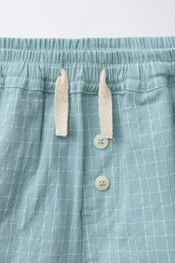 ZARA ШОРТЫ В КЛЕТКУ НА ПУГОВИЦАХ, ГОЛУБОЙ