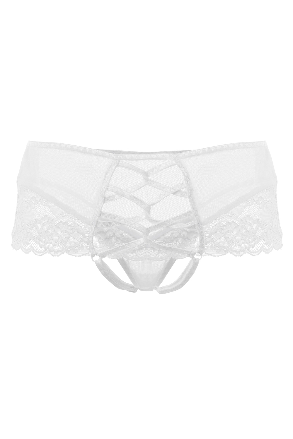 Эротические трусики Erolanta с имитацией шнуровки белые 50-52