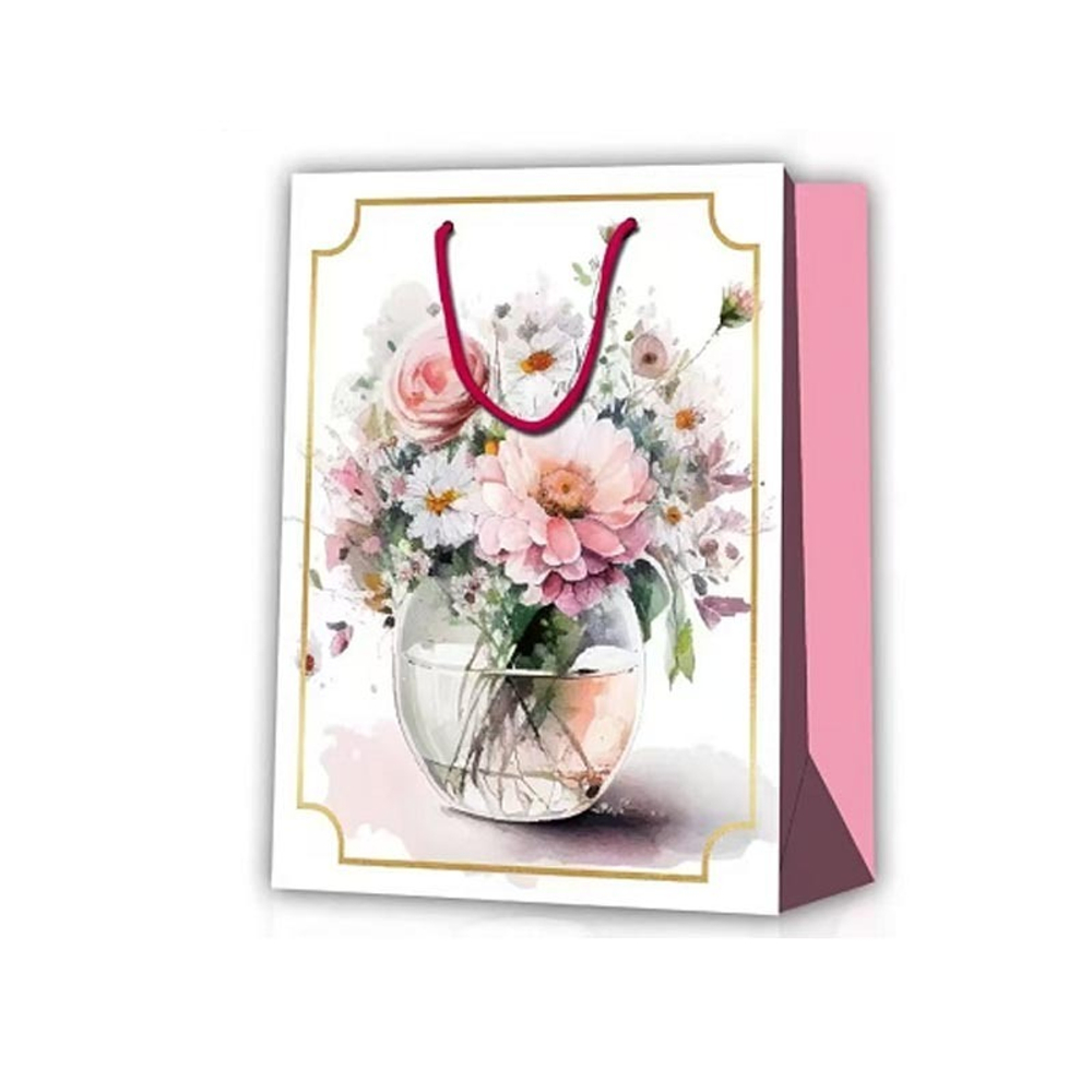 Пакет подарочный "Нежные цветы в вазе"