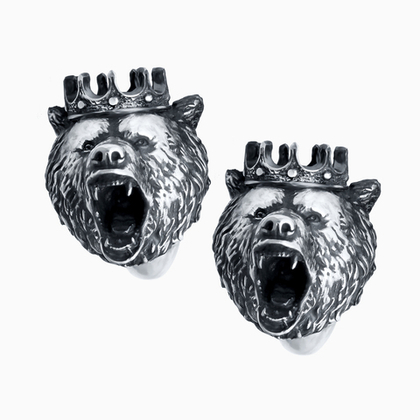 Запонки мужские KING BEAR, оксидирование, сапфир — корунд