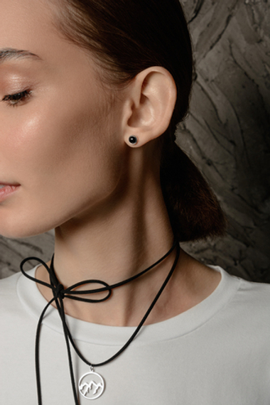 Серьги-пусеты из серебра с агатом