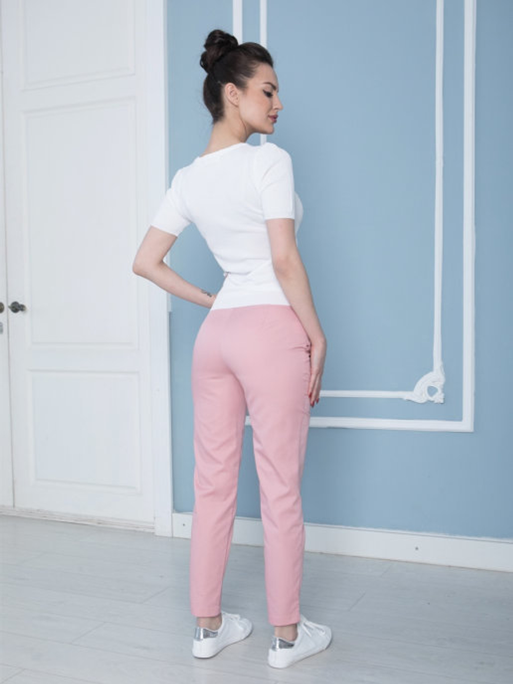 Б-122 MediS.moda пудрово-розовые брюки