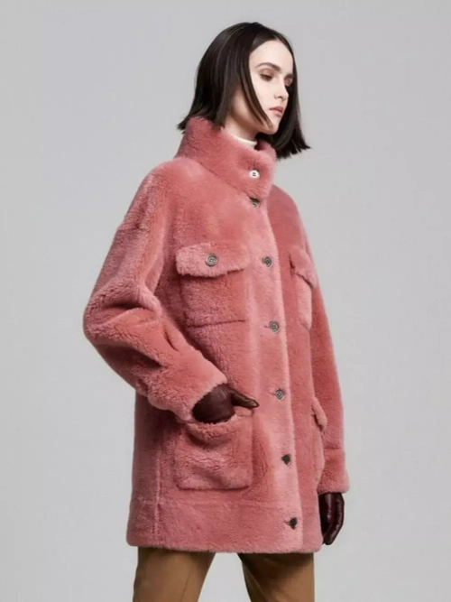 Куртка чебурашка из шерсти мериноса, лосось, SilverFox