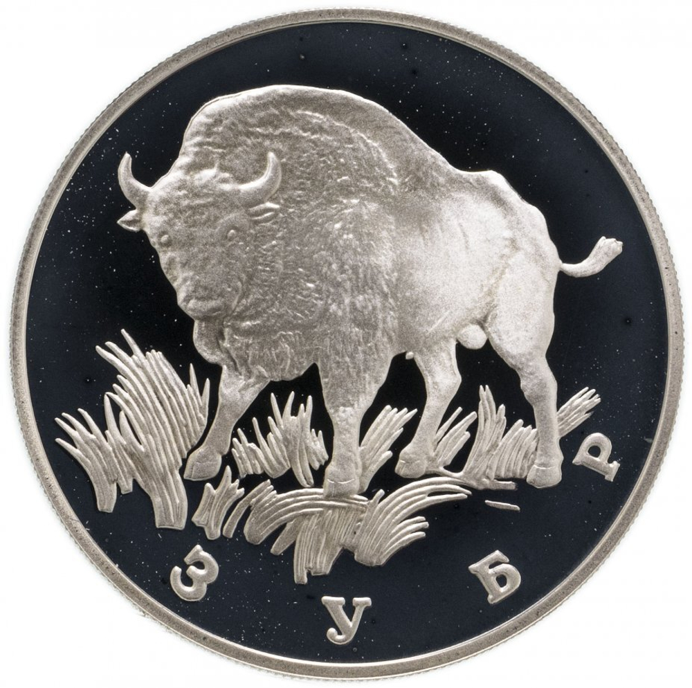 Russia 1 Ruble 1997, Red Book - European Bison (LMD),PROOF