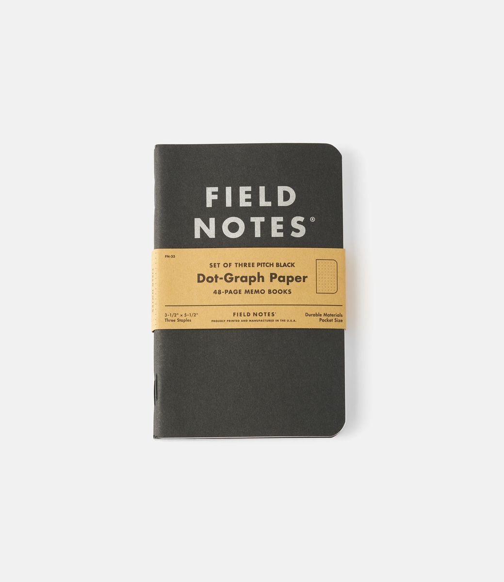 Field Notes Pitch Black Memo Book — набор блокнотов для заметок в точечную сетку