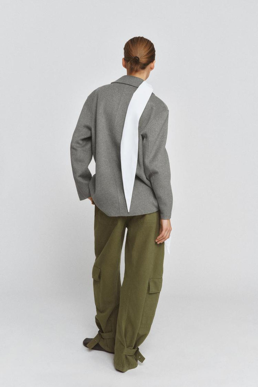 ZARA БЛЕЙЗЕР ИЗ СМЕСОВОЙ ШЕРСТИ — ZW COLLECTION, СЕРЫЙ