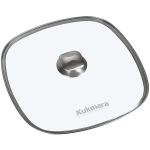 Крышка стеклянная квадратная 280мм, с ободом и ручкой из нерж. стали, деколь серая