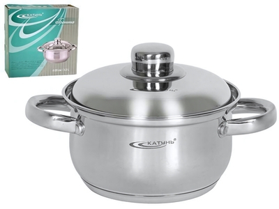 Кастрюля 4,5л нерж Гретта с металлической крышкой, индукция