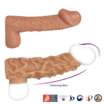 Телесная насадка с венками и открытой головкой Nude Sleeve L - 14 см. (Цвет: телесный)