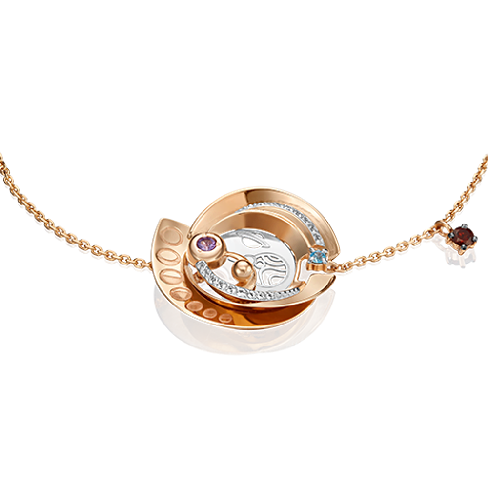 Браслет «Парад планет» из комбинированного золота c гранатом, аметистом, топазом и натуральными топазами white Артикул: 05-0675-00-712-1111-76