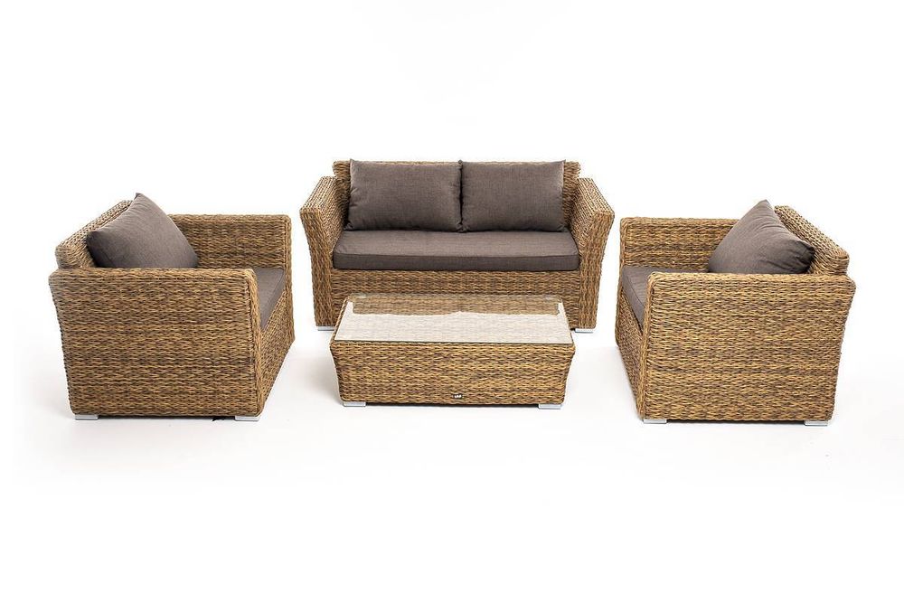 "Капучино Сингл" лаунж-зона из искусственного ротанга (гиацинт), цвет соломенный