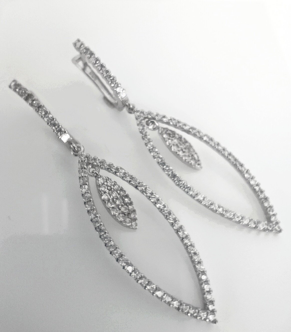 Серьги Эстерелла с подвесками и фианитами, серебро 925 пробы, родирование/Ф