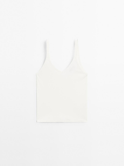 Massimo Dutti Топ из 100% хлопка, натуральный, кремовый